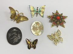 Vintage Brooch Pin Pendant Mixed Lot Some Marked Reed & Barton Spain Japan Art