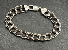 Marked Sterling 925 Italy Untested Double Link Chain Thick Heavy Chunky Bracelet