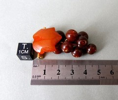 Vintage Natural Baltic Amber Grapes Brooch USSR Gold Plated Pin