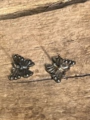 Cute ,Vintage Silver Tone Molded Butterfly Earrings -Adults, Teens, Kids-Fashion
