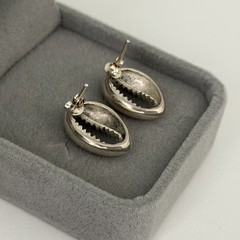 Vintage 925 Sterling Silver Cowrie Shell Shaped Post Earrings