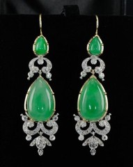 Unique Natural Green Jade 30Ct Pear Cut Dangle Women’s Earring Silver 925