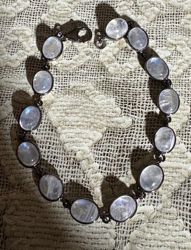 Vintage Rainbow Moonstone Sterling Bracelet 7 Inches