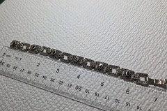 Vintage Sterling 925 Bracelet Marcasite & Onyx Stones Signed MRF 6.75in
