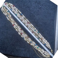 Vtg 7 Strand Necklace Faux Baroque and Seed Pearls Acrylic Gold Tone Accents 25″