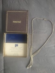 Vintage FABERGE Swirl Rhinestone Pendant Necklace in Box w/ORIGINAL Price Tag