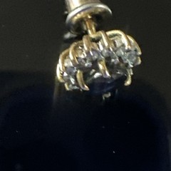 Vintage Yellow Gold Oval Blue Sapphire Halo Cluster Ring, Diamond Accents, 4/5