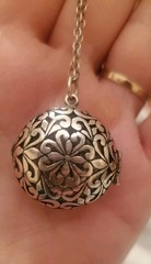 Sterling Silver JEZLAINE Amethyst Solitaire Filigree Locket Pendant Necklace