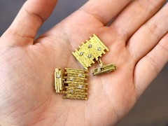 Vintage 0.24Ct Diamond and 18k Yellow Gold Cufflinks Circa 1970