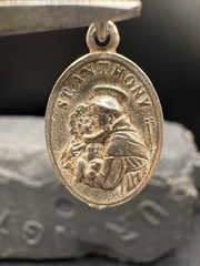 VTG Antique Sterling Silver Saint Francis Anthony Estate Pendant Religious 925