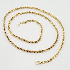 Classic Rope Twist Gold Tone Multi Link Chain Vintage Unisex Necklace 30 Inch