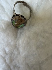 Vtg Cameo Ring Adjustable Purple Green Watermelon Rainbow Glass Intaglio