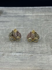 Black Hills 12k Tricolor Gold Grape Leave Earrings