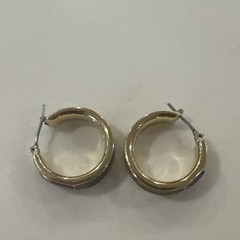 Liz Claiborne “LC” Signed Multi-Colored Glass Stone Gold Hoop Earrings VTG