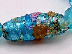 Antique Murano Venetian Glass Aqua Blue Wedding Cake Crystal Bead 39″ Necklace