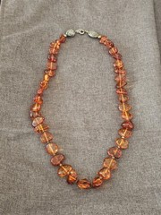 Cognac Amber Nugget Bead Necklace 25″ Long