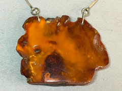 NATURAL OLD ANTIQUE YELLOW BUTTERSCOTCH BALTIC AMBER PENDANT 20,9 gr WITH CHAIN