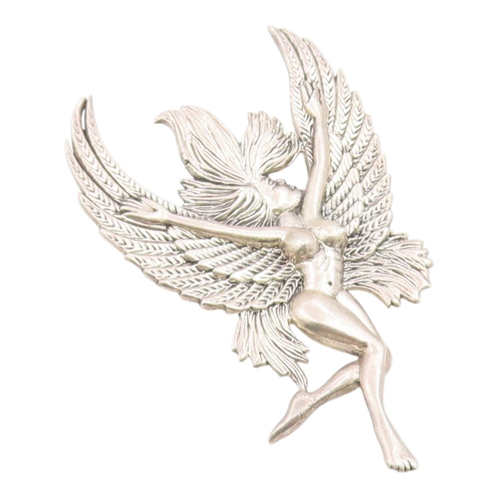 925 Sterling Silver Vintage Pendant Etched Winged Fairy Angel Figurine PT26295