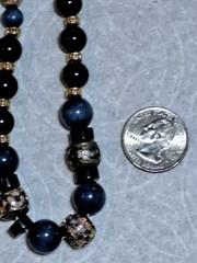 Estate Vintage Stunning Cloisonne Blue Sodalite Lava Bead Statement Necklace EUC