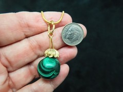 Vintage Slide w/Malachite Green Mineral Pendant/Necklace