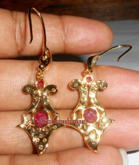 100% REAL & NATURAL 0.66ct ANTIQUE ROSE CUT DIAMOND VINTAGE RUBY DANGLE EARRINGS