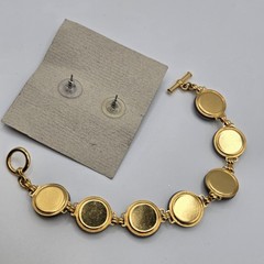 Vintage USA Military Mess Dress Buttons Link Bracelet and Stud Earrings SET