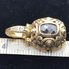 Vintage T * J Renaissance Revival Gold Tone Black Onyx Cubic Zirconia Pendant