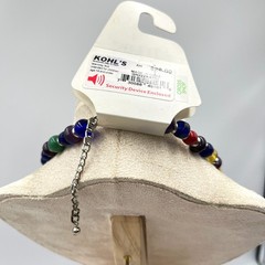 Vintage Chaps Multi-Color Bead Statement Necklace Silver Tone Boho Fashion Retro