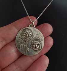 Theater Mask Silver Pendant Necklace Drama Comedy Art Vintage Masks Dramatic