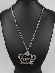 Baby Phat Y2K Double Medallion Logo Pendant Necklace Silver Tone Double Chain