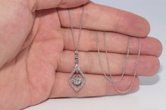 Antique Circa 1920s Art Deco 18k Gold Natural Diamond Pendant Necklace