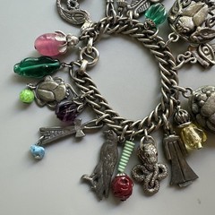 Napier Multi Charms Silver Chain Bracelet 7in. Massive! Charms 1.5in