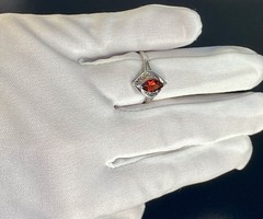 Vintage RJ Sterling Silver 1.00 Ct Marquise Cut Red Garnet Ring Size 10