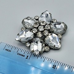 Elegant Flower Brooch Vintage Clear Jeweled Floral Estate Jewelry Floral Pin