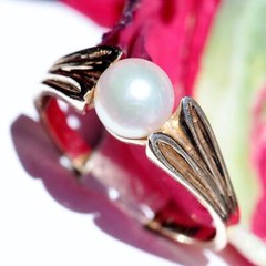14k yellow gold ring 5.7mm sreshwater cultured pearl size: 6 vintage 2.4g N2450D