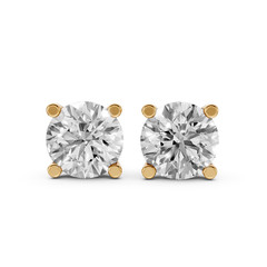 Round Lab Grown Diamond Stud Earrings 14K Gold Solitaire Everyday Fine Jewelry