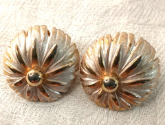 3 Piece Set Vintage Pin Brooch & Clip On Earrings Silver Gold Tone Metal 2 1/4″