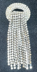 VTG KRAMER OF NEW YORK RHINESTONE WATERFALL TASSEL STATEMENT BROOCH PIN 3-7/8″ L