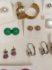 Earrings Mixed Lot Of 13 Pairs Pierced Various Colors