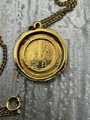 Gold Plates 1936 Mercury Dime Pendant With Iridescent Rhinestones, 16” Chain