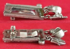 VTG c1980’s DANECRAFT MVP BASEBALL PHOTO FRAME DANGLE CHARM PEWTER BROOCH PIN