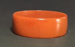 Vintage Dark Orange Marbled Lucite Bangle Bracelet Stackable Minimalist MCM