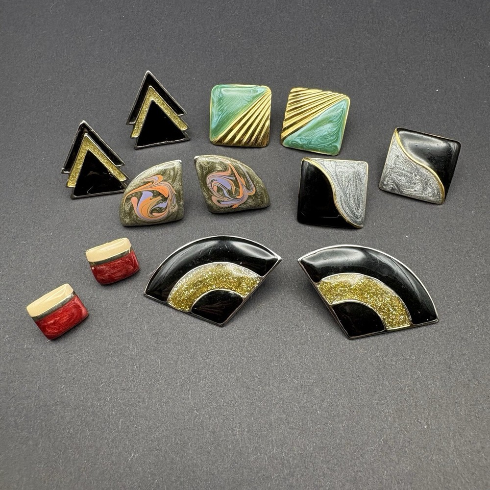 Vintage to Now Earrings Lot of 6 Post Back Pierced Ears Enamel