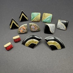 Vintage to Now Earrings Lot of 6 Post Back Pierced Ears Enamel