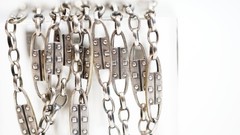 Art Deco German Silver Gustav Hauber Muff Guard Chain Necklace Bar Links Rivets