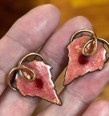 Matisse RENOIR Enamel Copper Leaf Fall-Autumn VinTage Earrings Jewelry