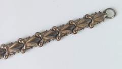 Vintage (Antique?) Silver or Silver-tone Scroll Link Bracelet 7″