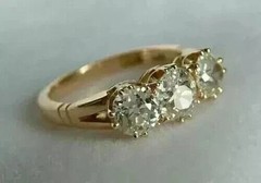 2.50 Ct Round Cut LabCreated Diamond 3 Stone Wedding Band 14K Yellow Gold Plated