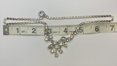 Vintage Choker Necklace Clear Rhinestone Silver Tone Asymmetrical w/ Earrings