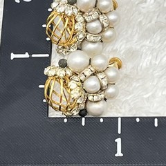 Vintage Vendome Jewelry Set Faux Pearl Gold Tone Cage RARE Signed